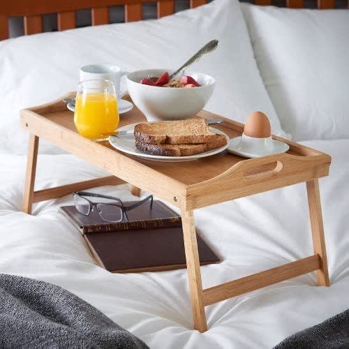 Foldable Bamboo Wood Bed Tray - Breakfast In Bed Table