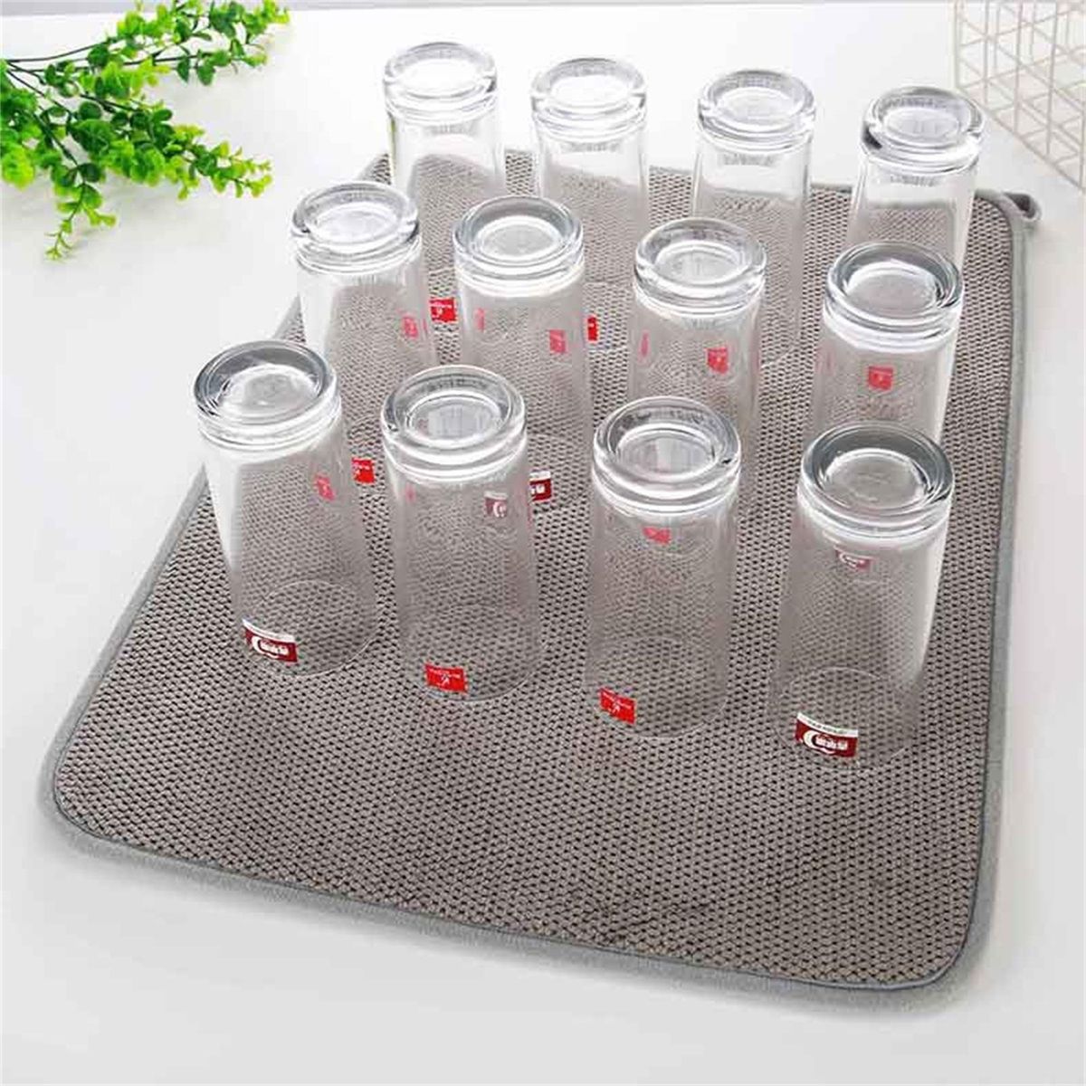 Table Mat Household Cup Mug Drain Mat Dish Drying Pad Grey
