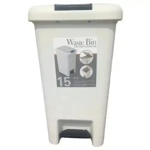 Waste Bin With Dual Lid Opening - 15l