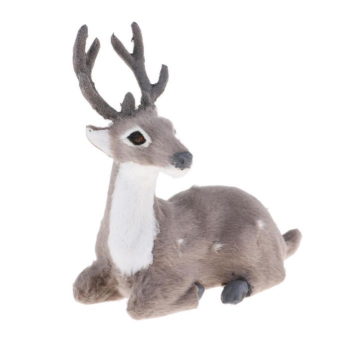 Collectibles Animal Figurines Christmas Elk Plush Grey Male Sitting
