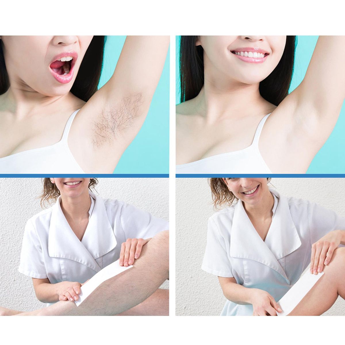 10 Pcs Face Body Hair Removal Remover Depilatory  Strips Aloe