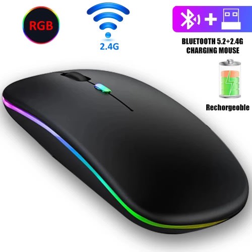 Wireless Rechargeable Led Gaming Mouse- Black