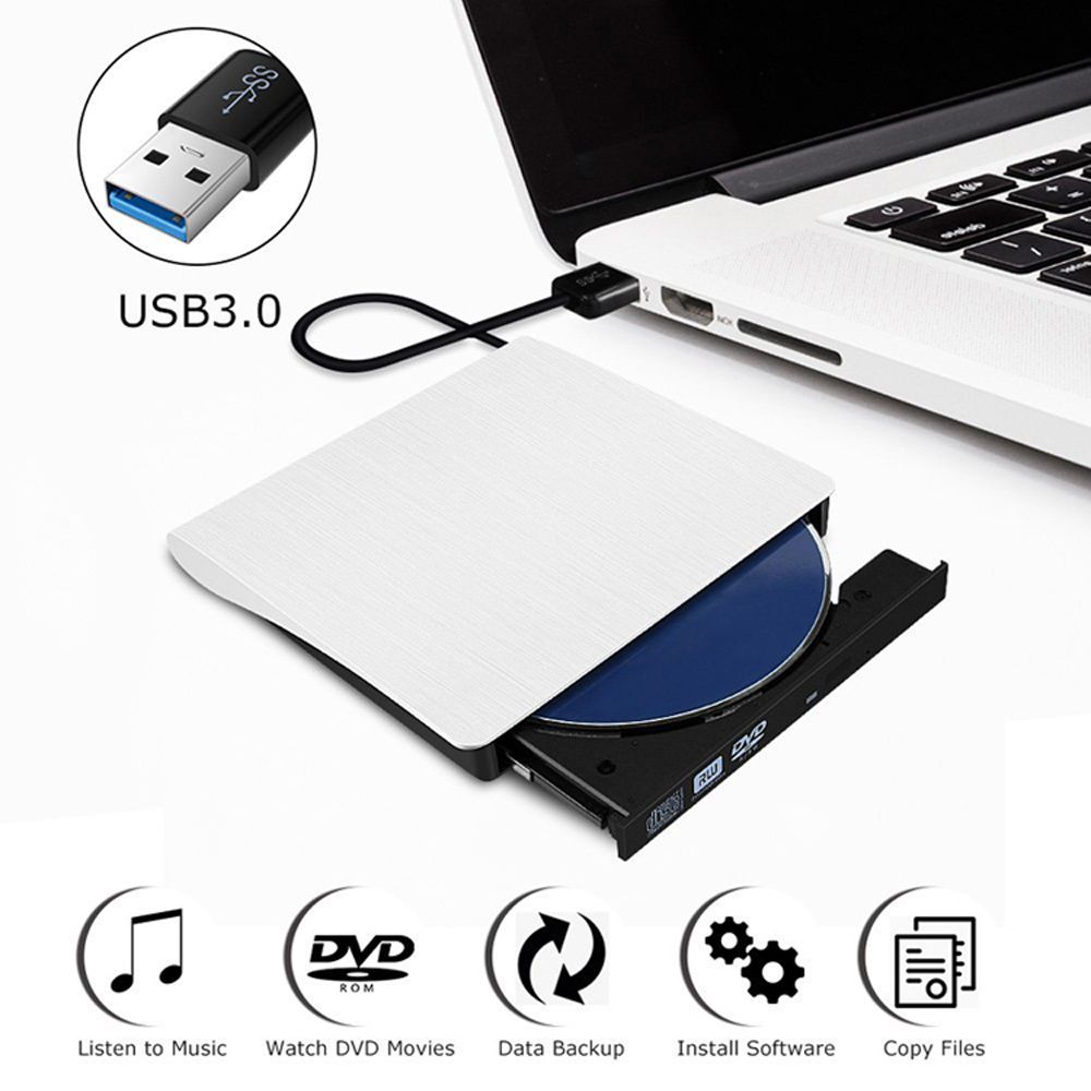 External USB 3.0 DVD RW CD Writer Drive For Laptop PC-White