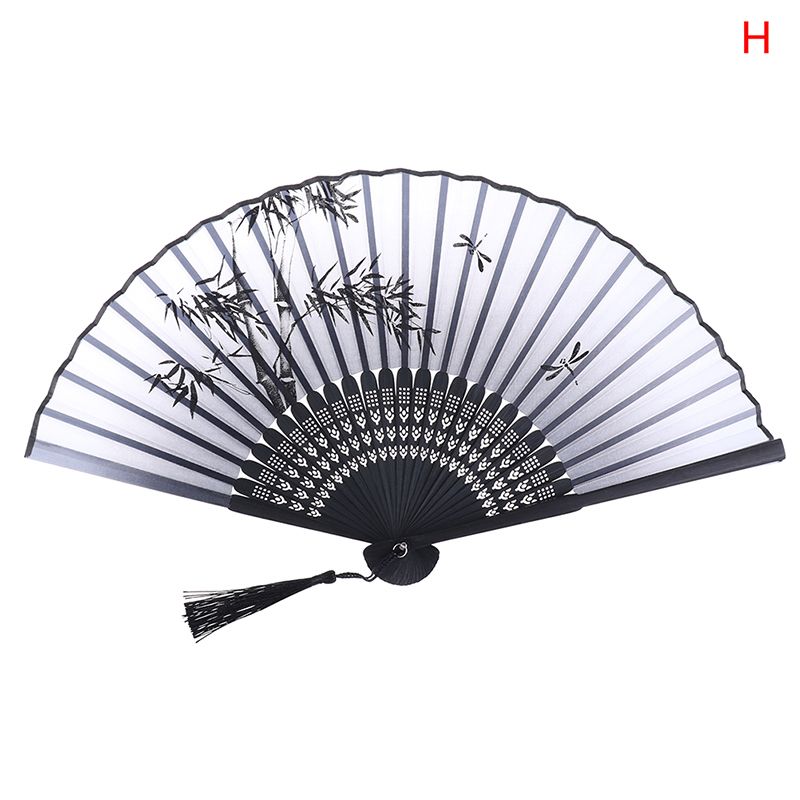 Retro Fans Held Party Silk Dance Painting Chinese Decoration Ornaments Fan Floral Bamboo Hand 1PC Japanese Home Folding