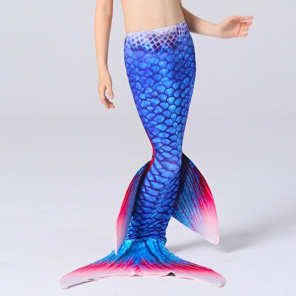 Fin Blue Mermaid Tail Monofin Swimmable Tail Kids Girls Women Swimming Costumes One Hundred And Thirty