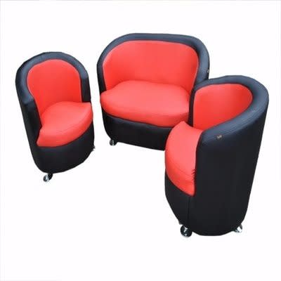 4 Seater Solo Leather Sofa - Orange & Black