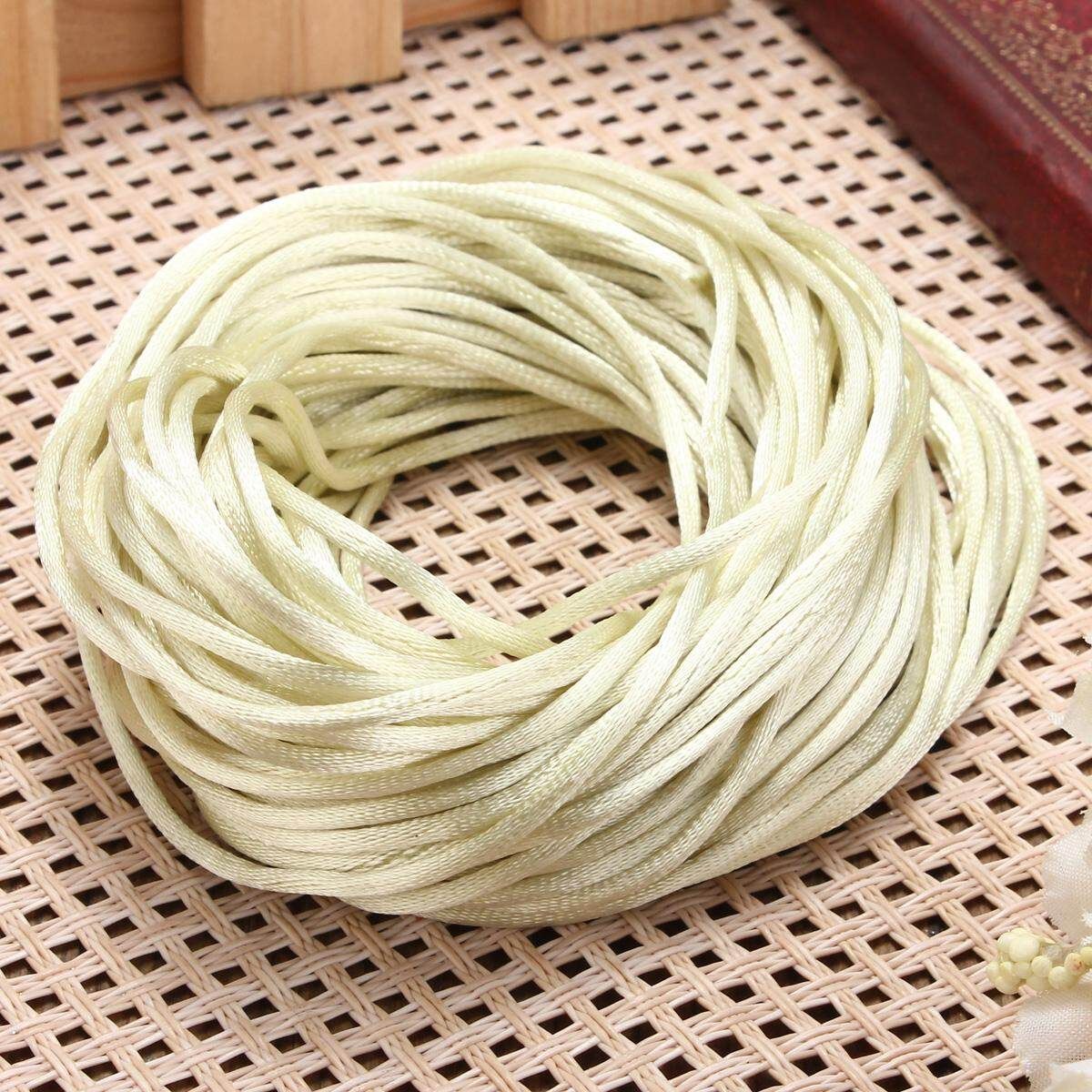 20M Rope 2mm Nylon Chinese Knot Cord Macrame Bead Braided Jewelry Thread String Cream-colored