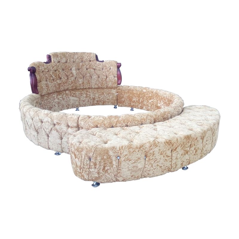 Golden Round Classic Bed With Ottoman