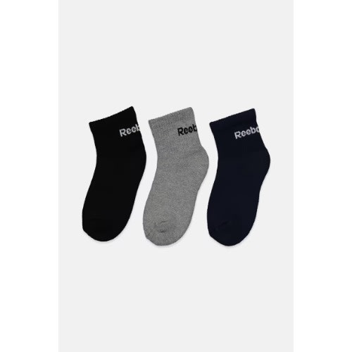 Toddler Boys Plain Socks - Navy + Grey And Black - 3 Pairs