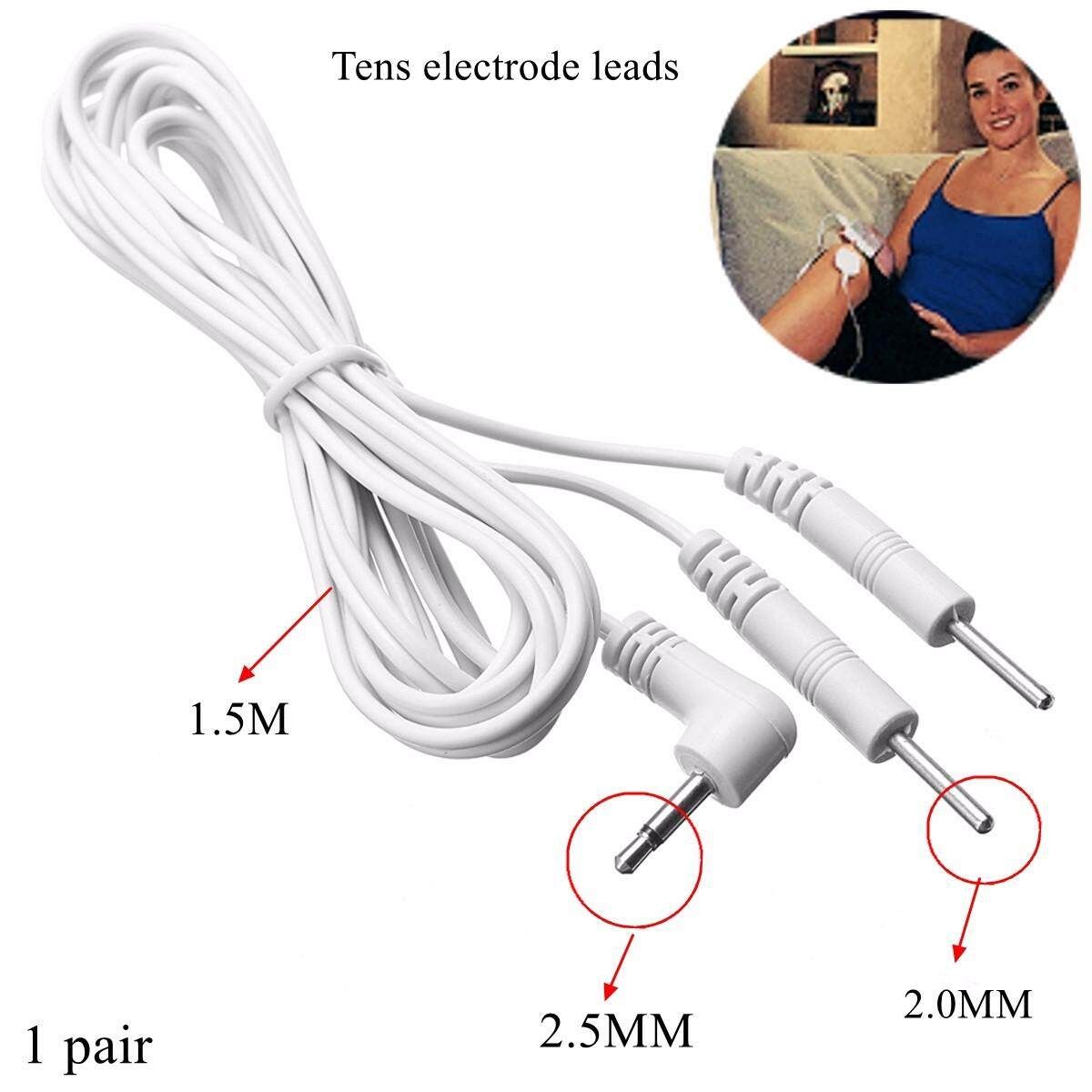 2Pcs Electrode Lead Wires / Cables Tens 2.5mm Plug For Digital Massager US