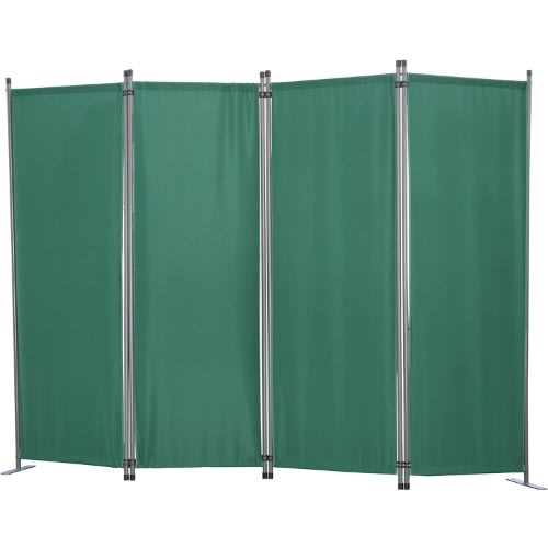 Four Panels Room Divider Screen Green