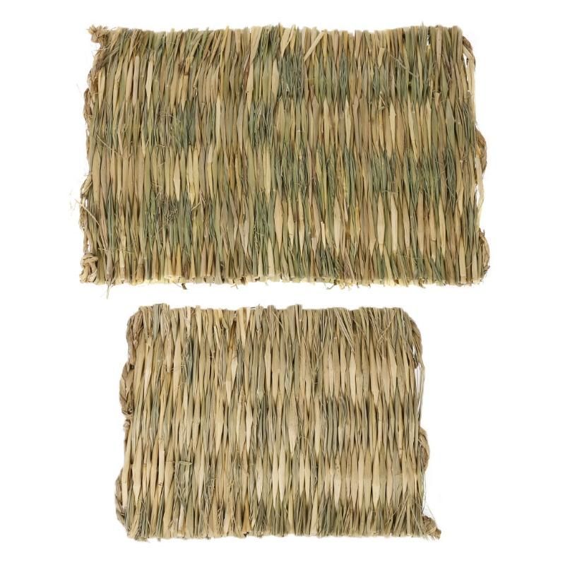 2Pcs Straw Mat Pet Hamster Rabbit Chewing Toy Grass Preparation Pad Small Animal Rat Guinea Pig Pet Fun Toy Bed Small Animal House Pad