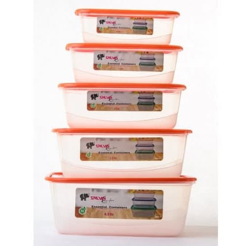 Essential Storage Containers - 5 In 1 Transparent Bowl With Cover