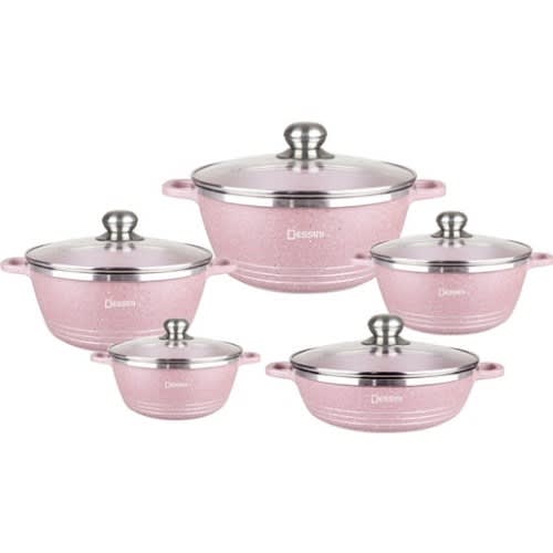 Non-stick Granite Cookware Set 10-piece, Pink