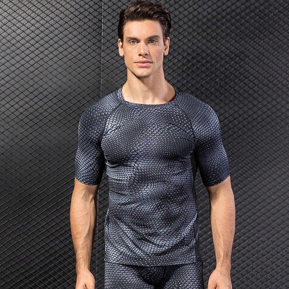 Men Sports T-Shirt 3D Print O Neck Short Sleeve Quick Dry
