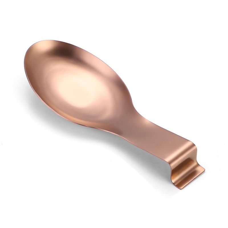 Factory direct stainless steel spoon tray hot pot spoon tray food clip hotel restaurant shelf kitchen utensils spoon 201ss rose gold (spoon and flat tail) 204g