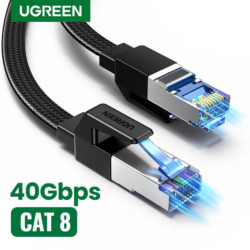 Cat 8 Ethernet Cable Flat 40Gbps 26AWG RJ45 Network Cord 1M