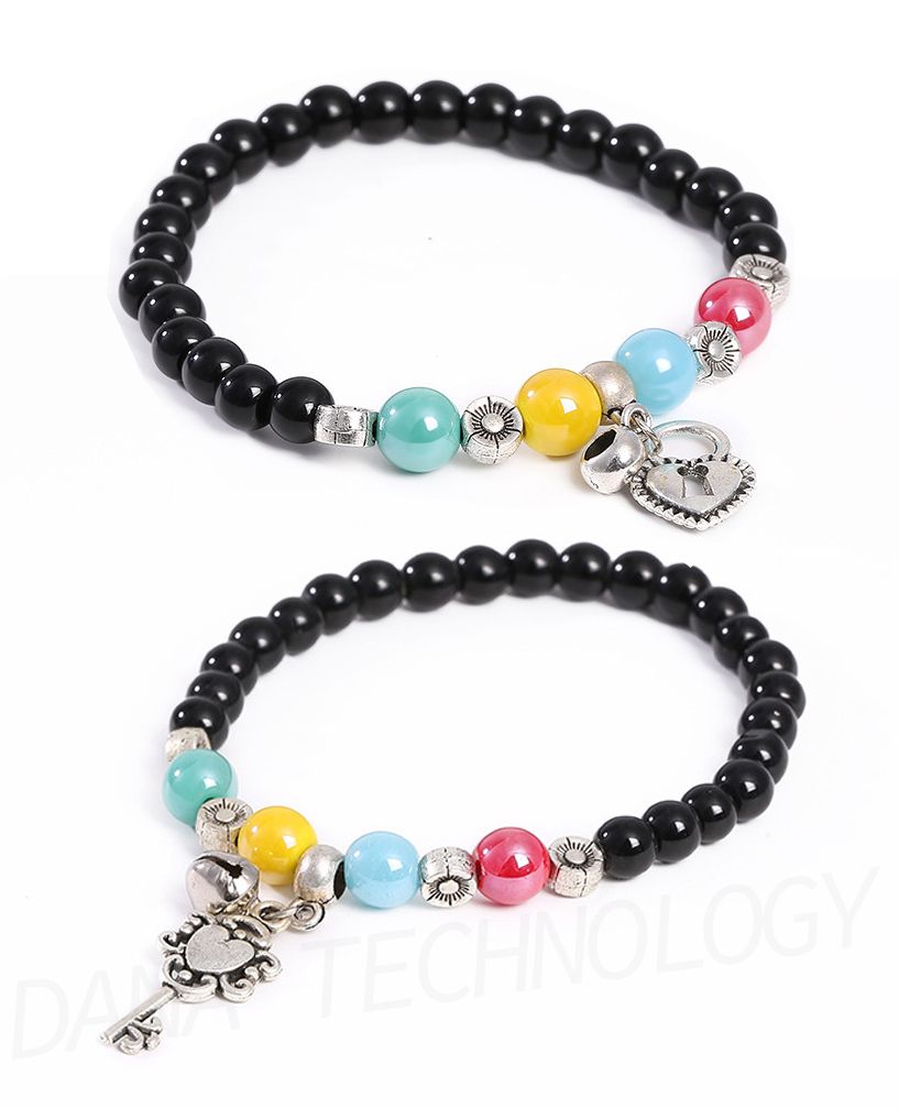 B003&4 Fashion 2 In 1 Love Heart Lock+Key Couple Bracelet