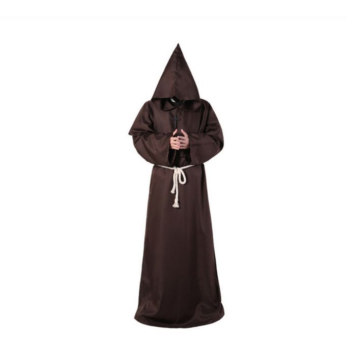 Horror Grim Reaper Costume Men Vintage Monk Cosplay Cloak Robe Scary Wizard Halloween Costumes