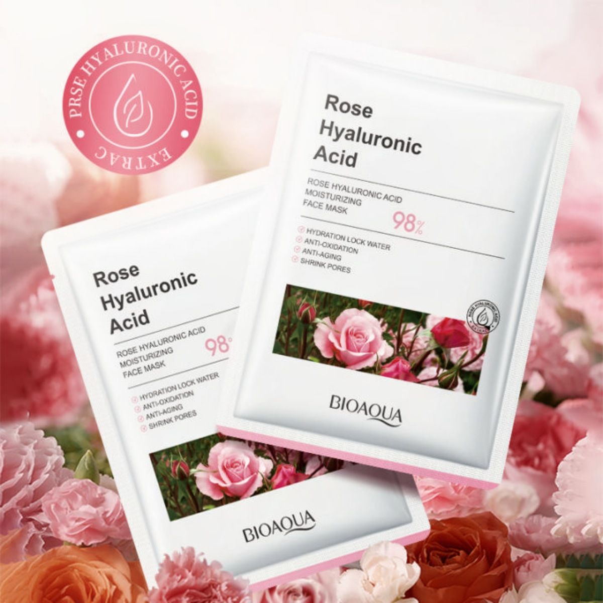 ROSE HYALURONIC ACID MOISTURISING & BRIGHTENING SHEET MASK