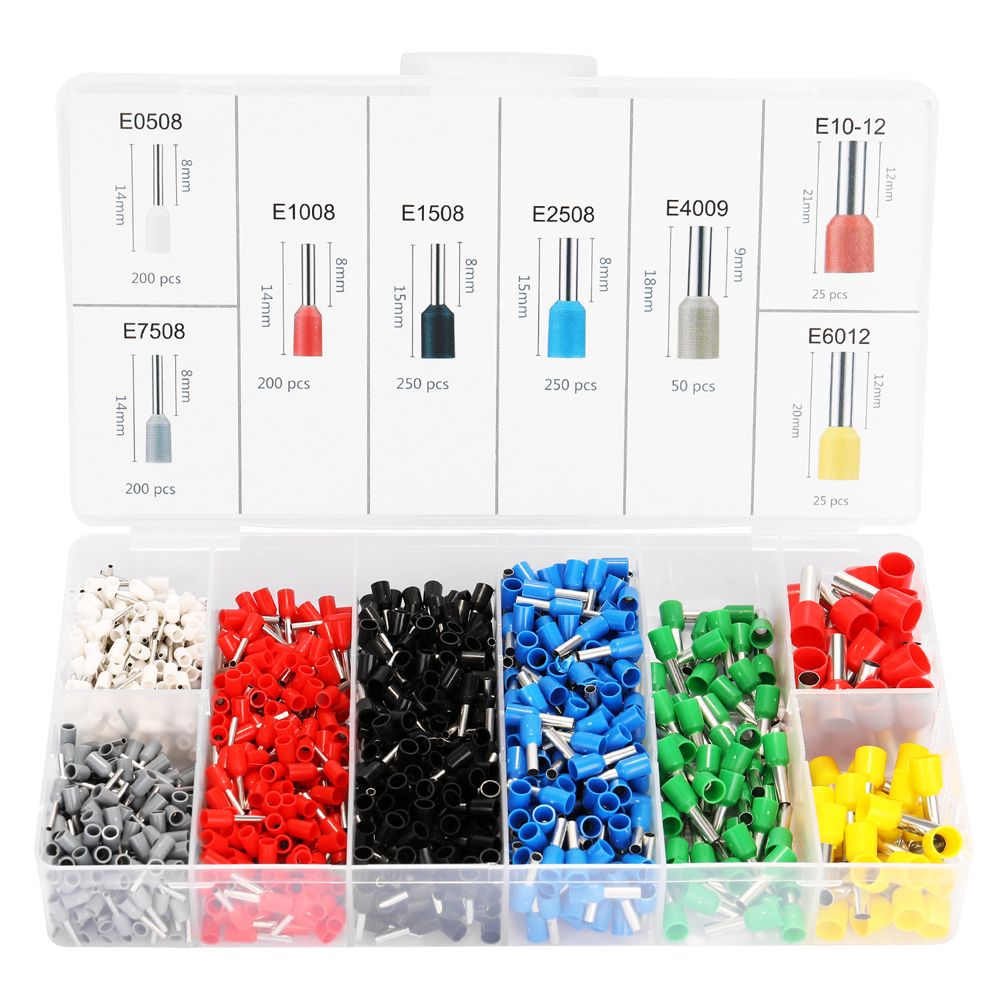 1200pcs Assorted E Tube Crimping Terminal Insulated