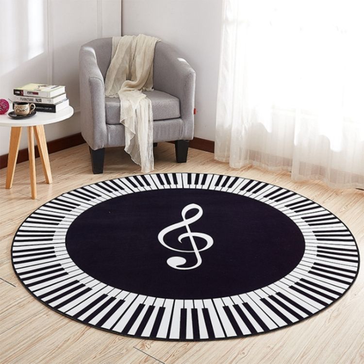 Music Symbol Piano Key Round Carpet