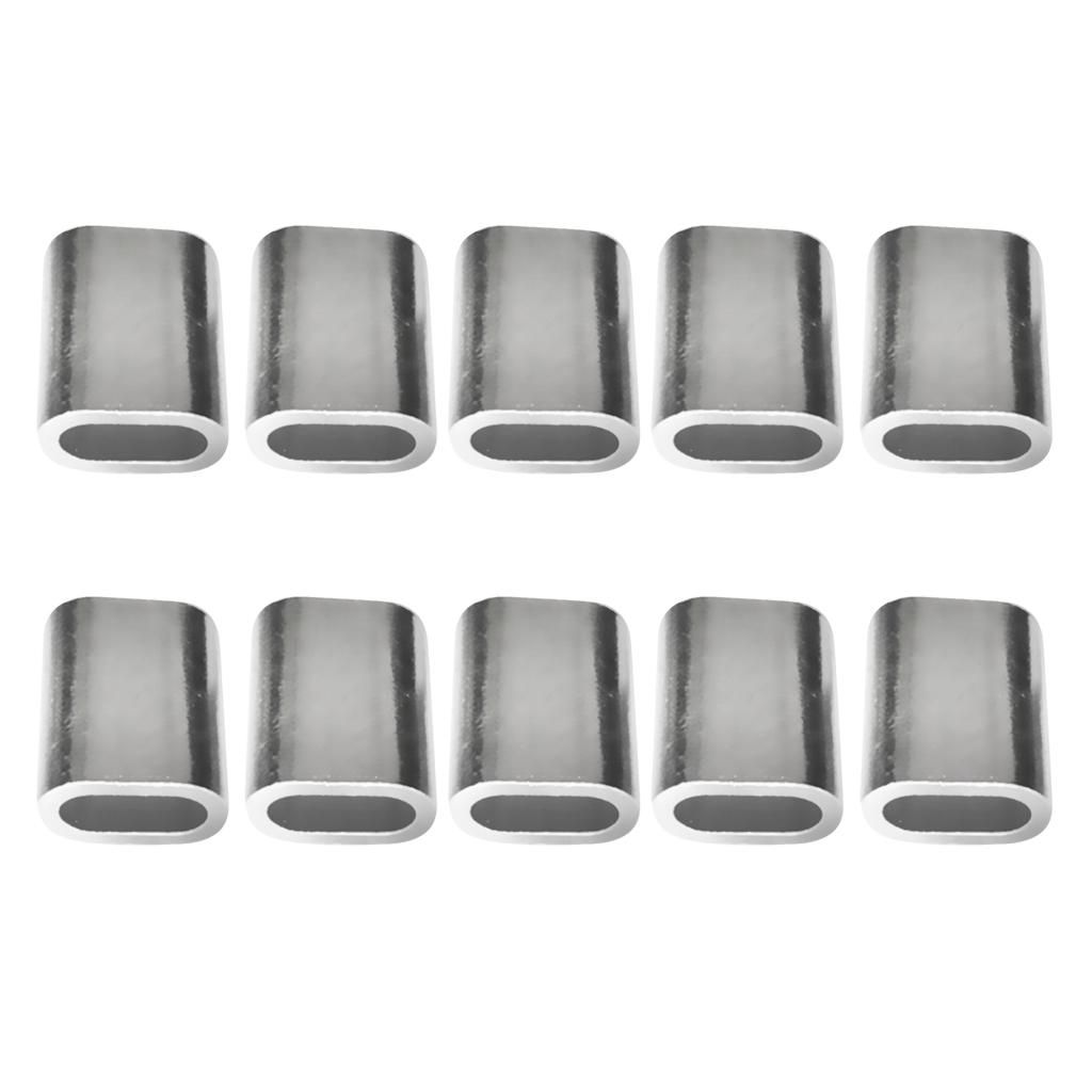 10Pcs Aluminium Ferrules Steel Wire Rope Crimping Sleeves