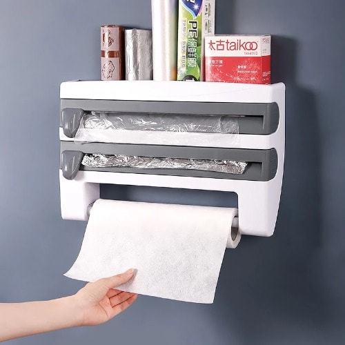Kitchen Cling Film - Paper Towel Holder & Storage Rack