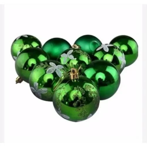 Christmas Balls - Green - 10 Pieces