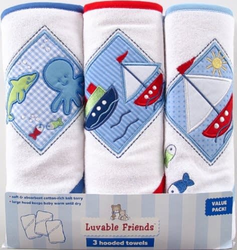 Luvable Friends Baby Hooded Towels  3 Pack