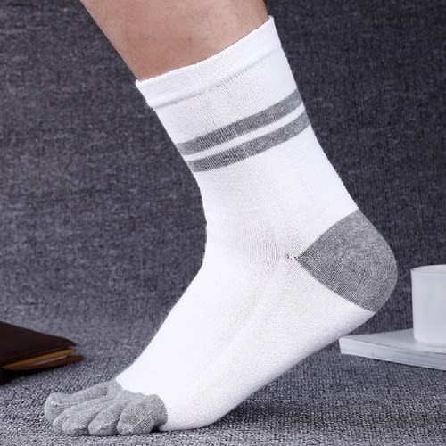 Five Toe Running, Exercise And Casual Socks - White