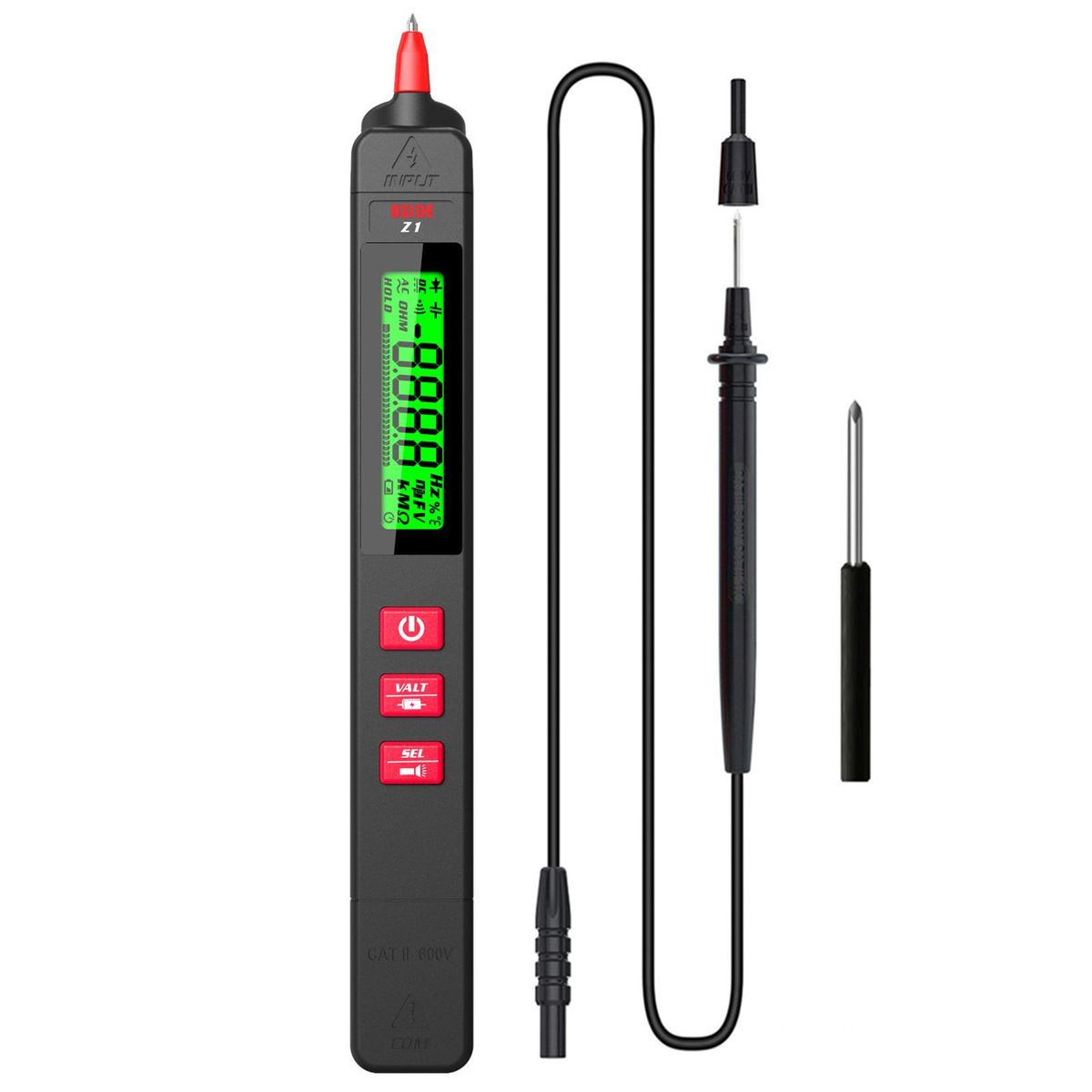 BSIDE Z1 Multimeter LCD Digital Tester Smart Pen Type Voltage Detector 2000 Counts DC/AC Voltage Frequency Resistance NCV Continuity Live Wire Neutral Wire Check Meter