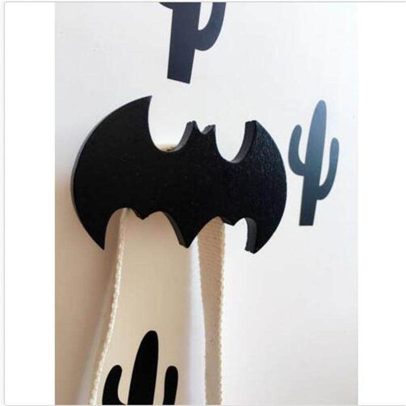 Cute Wooden Hanger Hook Wall Decorate Clothes Hooks For Children Kids Room Decor Decoration Bat