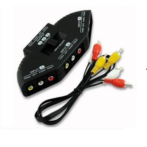 3-way Audio Video Av Rca Switch Selector Box Splitter With 3 Rca Cable