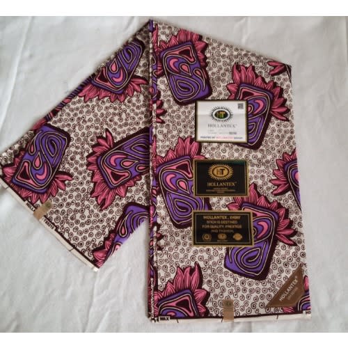 High Quality Hollantex Ankara Fabrics -neon Pink And Golden Brown - 6yards.