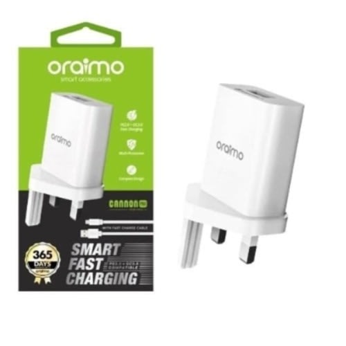 Oraimo Cannon Pro Smart Fast Charging Kit With Free Cable - White