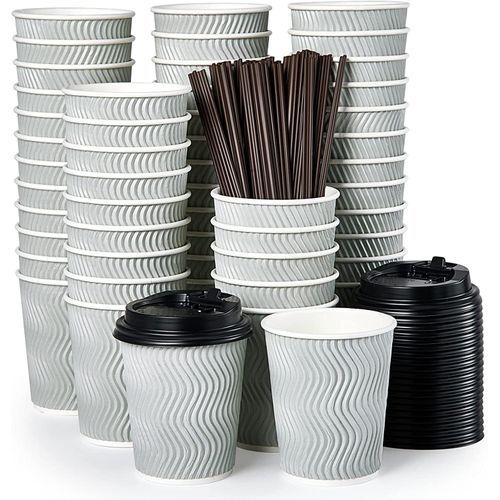 MUCHII [100 Pack] 8oz Disposable Coffee Cups, Paper Cups