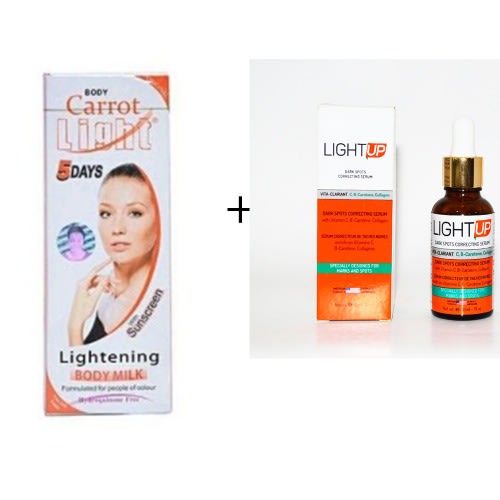 Carrots Body Lightening Body Milk - 300ml + Light Up Dark Spots Correcting Serum - 30ml