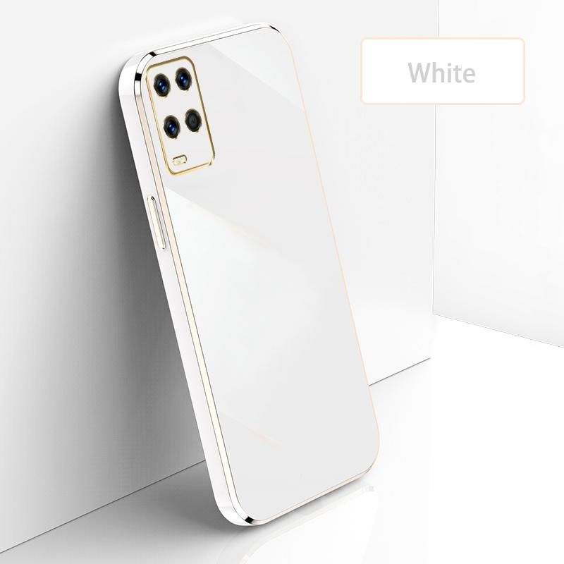 Ultra Thin Plating Phone Case for OPPO A54 Lens Protection soft Phone Back Cover-White