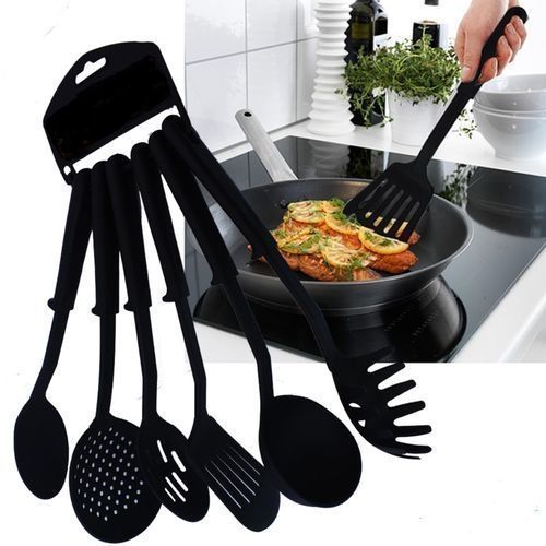 Non-Stick Cooking Spoon Set, Black