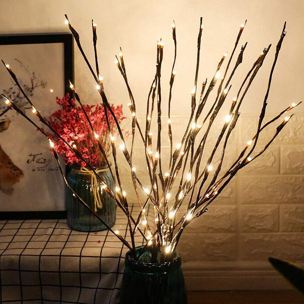 LED Branches Powered Decorative Lights Tall Vase Filler Willow Twig Lighted Branch For Home Decoration - 29 Inches 20 LED Lights (Branches Light) Warm White