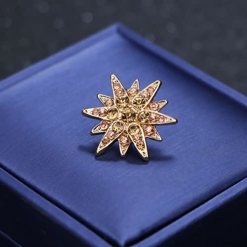 Unisex Rhinestone  Gold Brooch Pin - Star