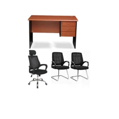 Executive Office Table With Swivel Office Chair & 2 Visitors Chair