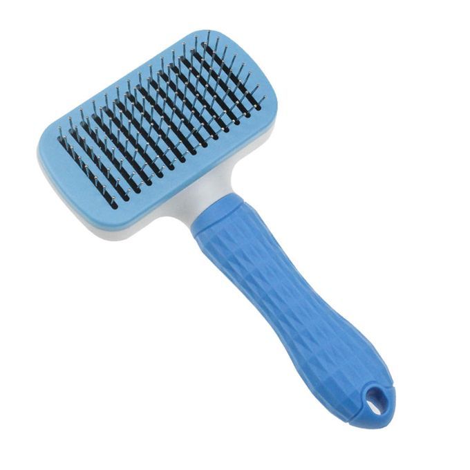 Self-cleaning Pet Slicker Brush Daily Dogs Shedding Grooming Blue