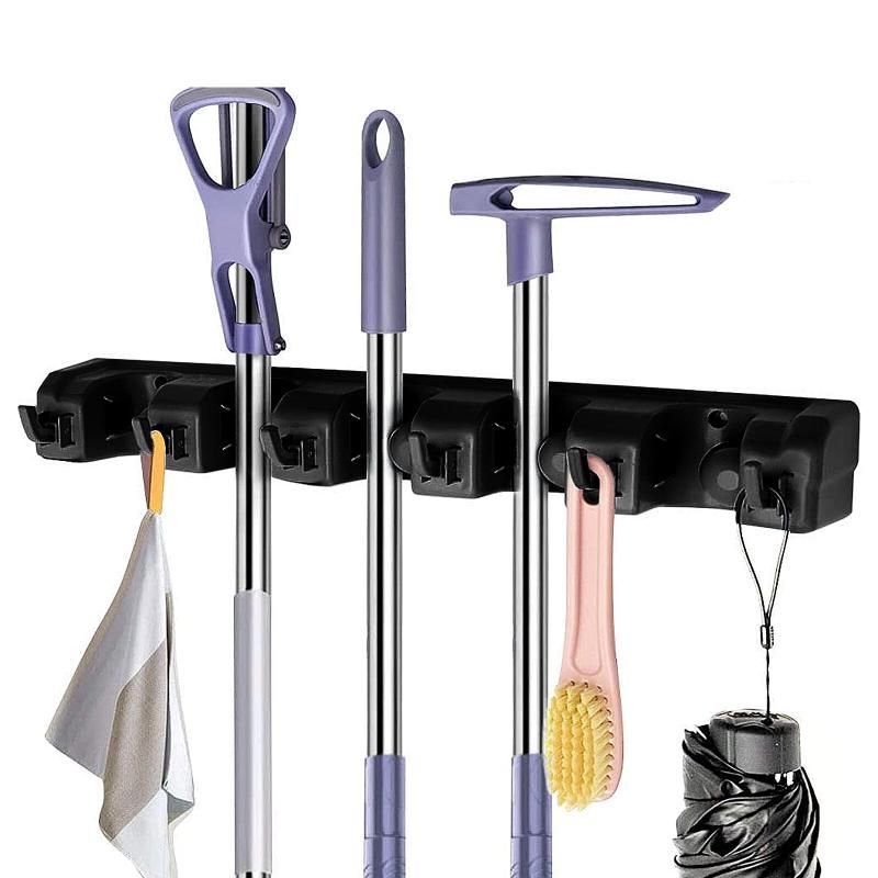 5 Position Mop And Broom Holder (Black)
