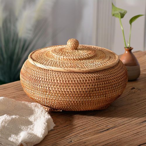 Rattan Box Storage Tray Woven Basket Multipurpose Handwoven For