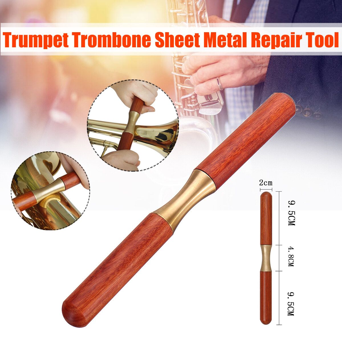 Hand-held Wooden Handle Roller Pipe Sheet Metal Repair Tools Saxophone Trumpet Trombone Sheet Metal Repair Tools