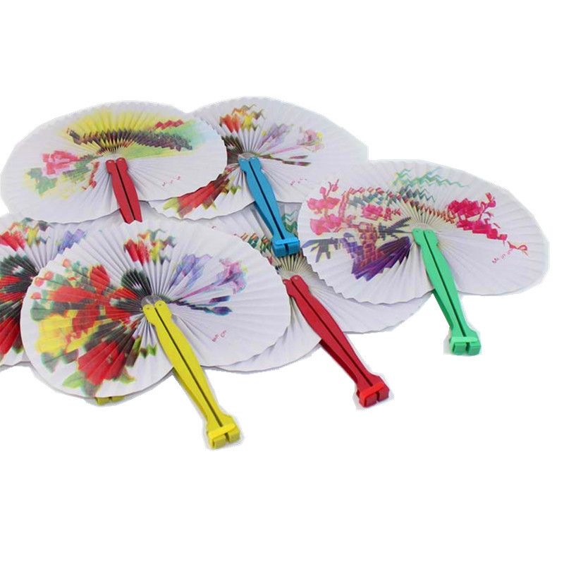 Paper Folding Chinese Hand Favors 1PCS Fancy Party Pattern Floral Fans Oriental Random Gift Wedding Home Colors Decor Fan