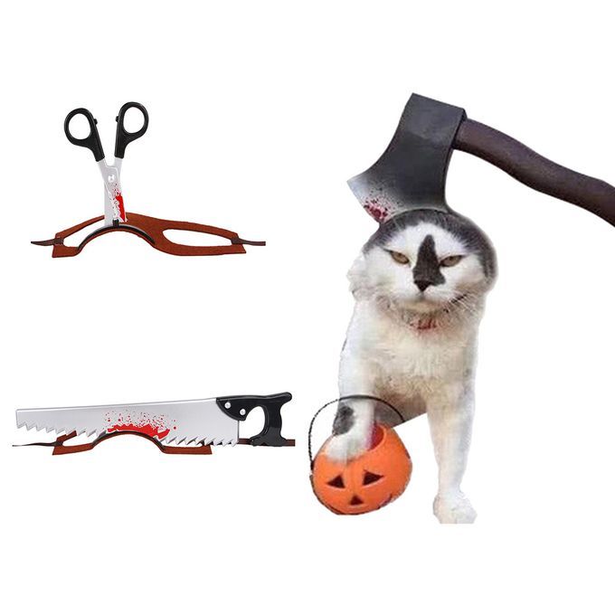 Pet Dog Headband Accessories Axe Saw Scissor Horror Props