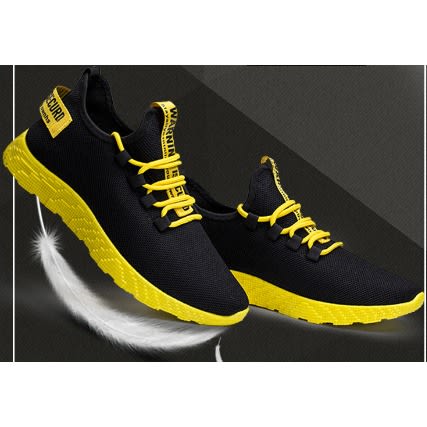 Breathable Unisex Sports Sneakers - Black/ Yellow